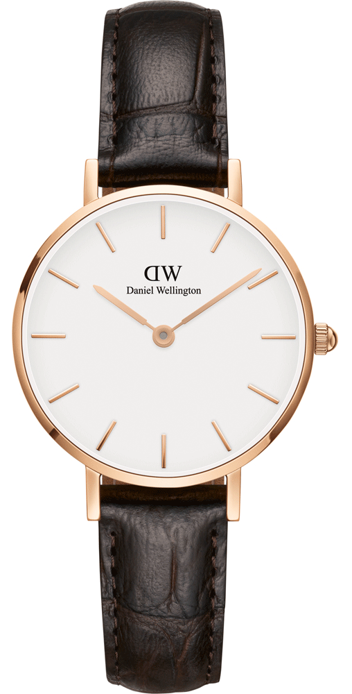 Daniel Wellington Classic Petite York White Dial Brown Leather Strap Watch For Women - DW00100232