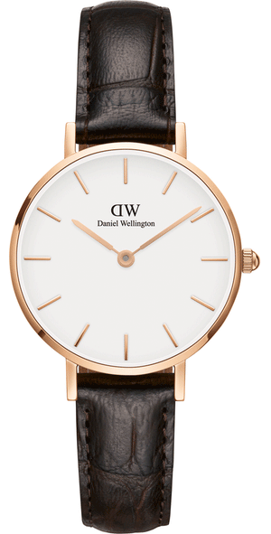 Daniel Wellington Classic Petite York White Dial Brown Leather Strap Watch For Women - DW00100232