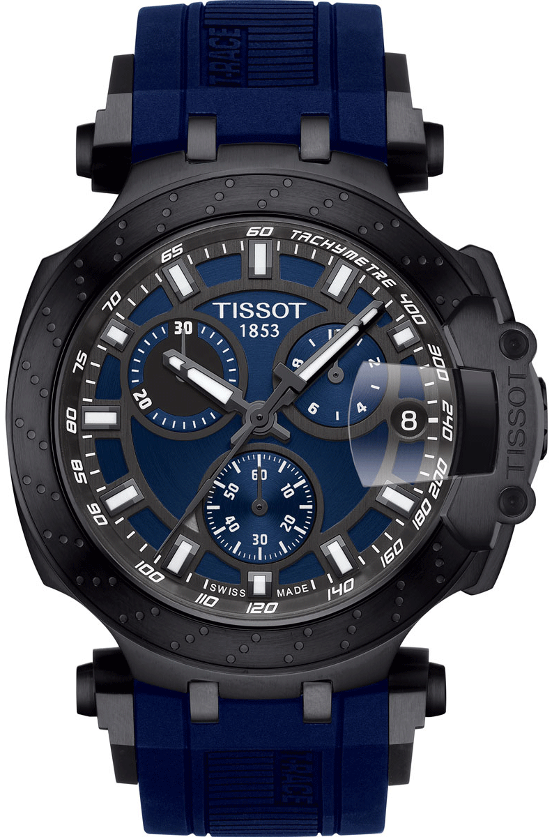 Tissot T Race Chronograph Blue Dial Blue Silicone Strap Watch For Men - T115.417.37.041.00