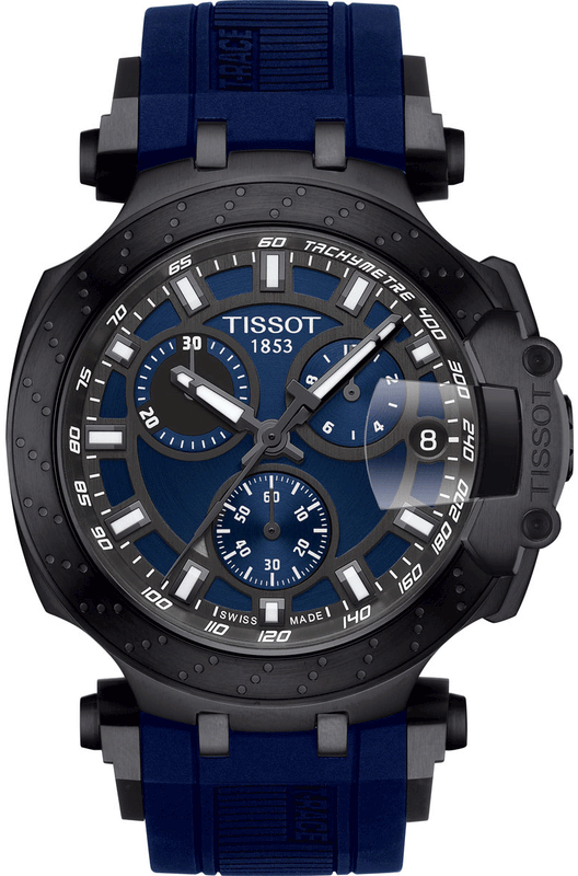 Tissot T Race Chronograph Blue Dial Blue Silicone Strap Watch For Men - T115.417.37.041.00
