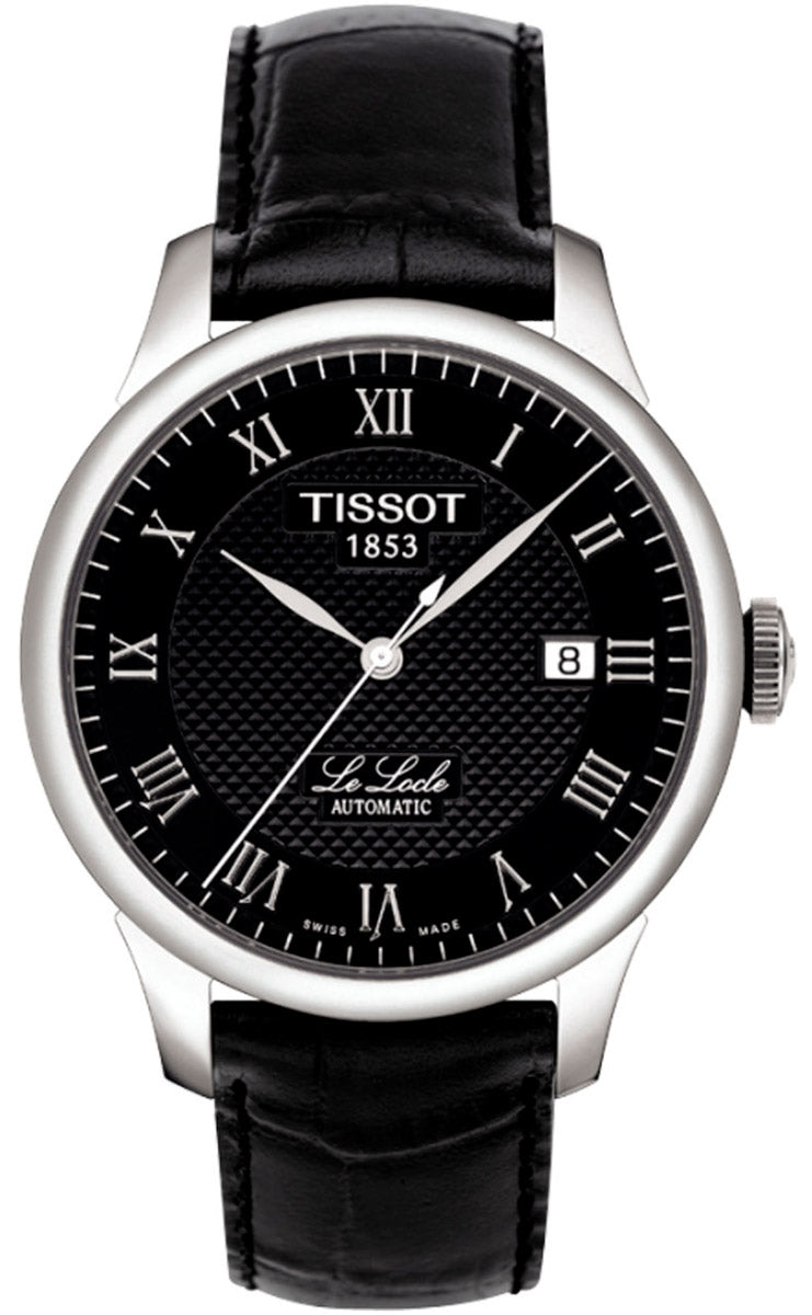 Tissot T Classic Le Locle Automatic Black Dial Black Leather Strap Watch For Men - T41.1.423.53