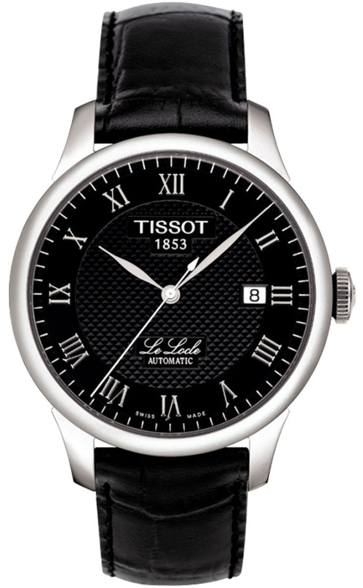 Tissot T Classic Le Locle Automatic Black Dial Black Leather Strap Watch For Men - T41.1.423.53