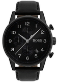 Hugo Boss Navigator Black Dial Black Leather Strap Watch for Men - 1513497