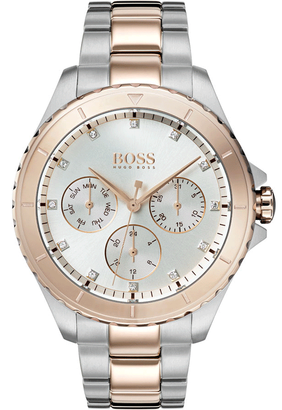 Hugo Boss Hera Chronograph Silver Dial Two Tone Steel Strap Watch for Women - 1502446