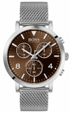 Hugo Boss Spirit Brown Dial Silver Mesh Bracelet Watch for Men - 1513694