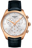 Tissot T Classic PR 100 Chronograph Silver Dial Black Leather Strap Watch for Men - T101.417.36.031.00