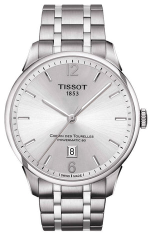 Tissot Chemin Des Tourelles Powermatic 80 Silver Dial Silver Steel Strap Watch For Men - T099.407.11.037.00