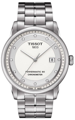 Tissot T Classic Luxury Powermatic 80 White Dial Silver Steel Strap Watch For Men - T086.408.11.016.00