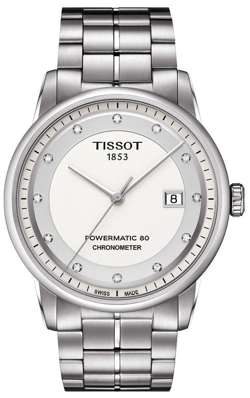 Tissot T Classic Luxury Powermatic 80 White Dial Silver Steel Strap Watch For Men - T086.408.11.016.00