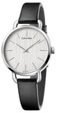 Calvin Klein Even Silver Black Leather Strap Watch for Women - K7B231C6