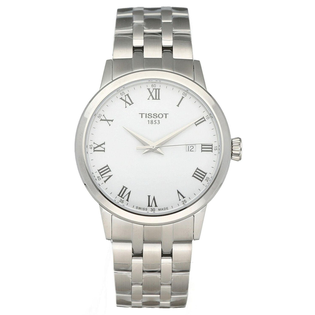 Tissot T Classic Dream White Dial Silver Steel Strap Watch For Men - T129.410.11.013.00