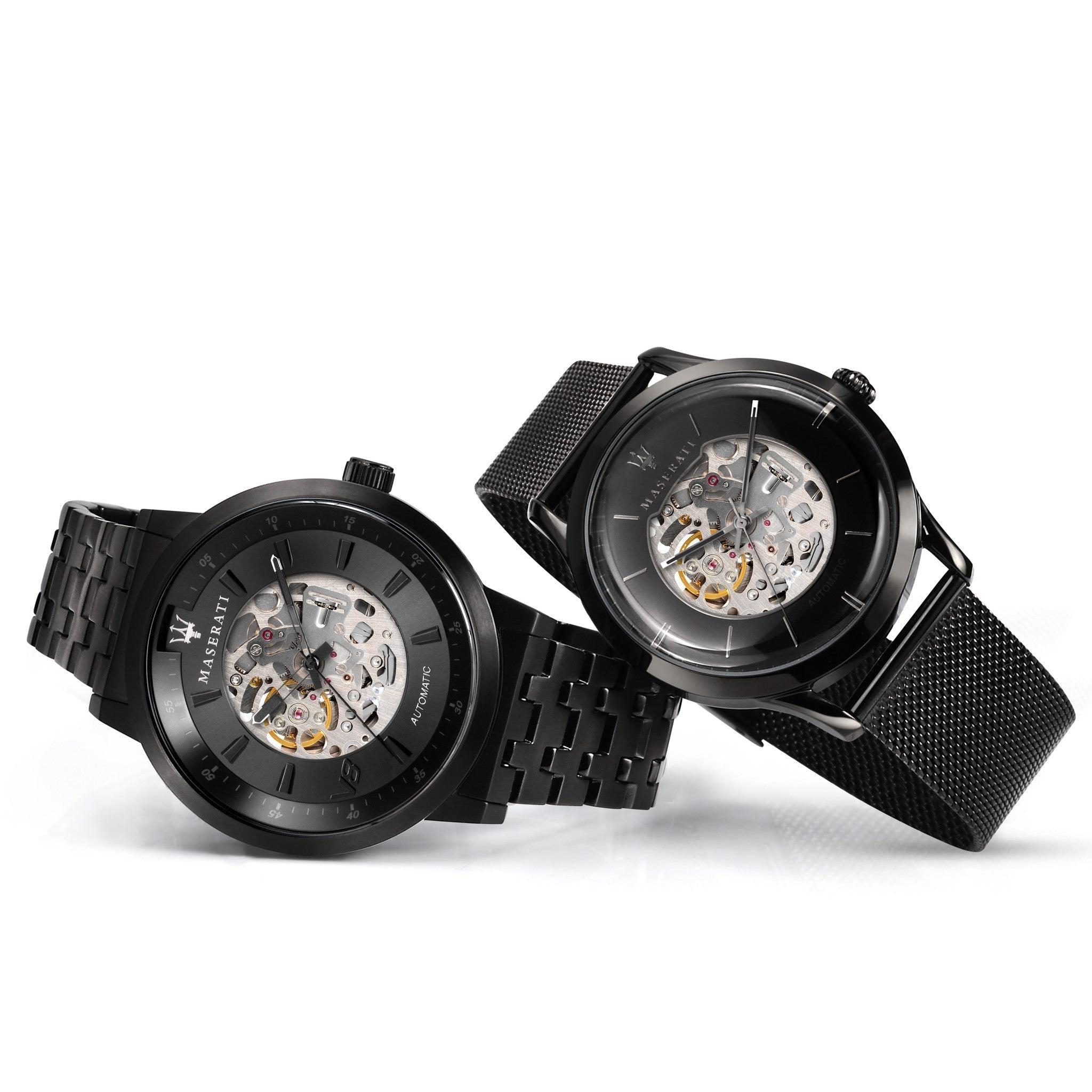 Maserati Granturismo Sport GT Skeleton Black Dial Black Steel Strap Watch For Men - R8823134003