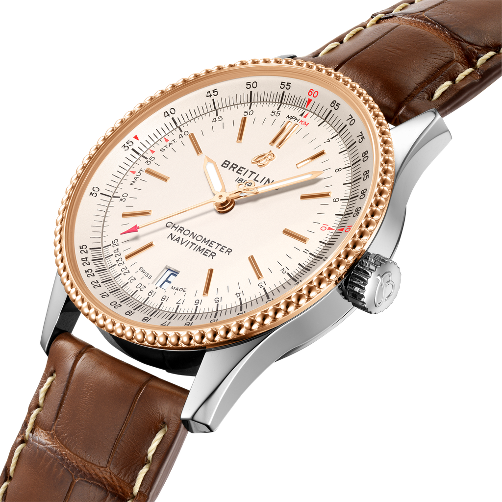 Breitling Navitimer Automatic 41 White Dial Brown Leather Strap Watch for Men - A17326211G1P2