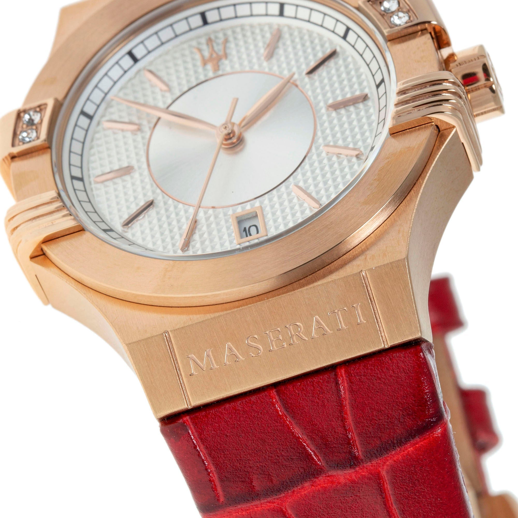 Maserati Potenza Silver Dial Red Leather Strap Watch For Women - R8851108501