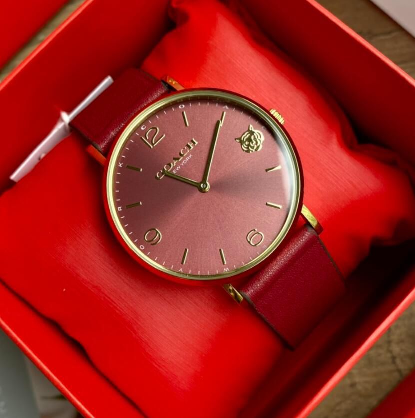 Coach Perry Red Dial Red Leather Strap Watch for Women - 14503867