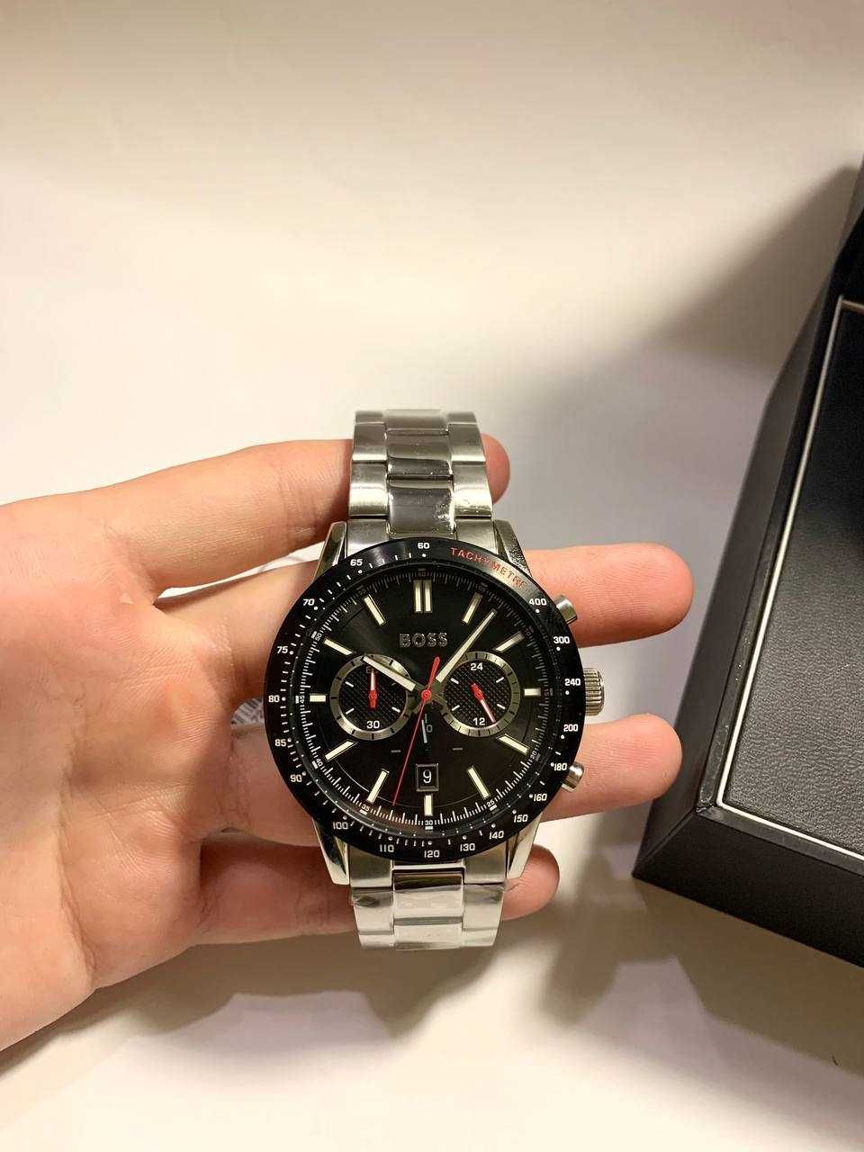 Hugo Boss Allure Chronograph Black Dial Silver Steel Strap Watch for Men - 1513922