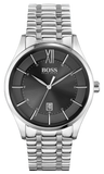 Hugo Boss Officer Black Dial Silver Steel Strap Watch for Men - 1513614