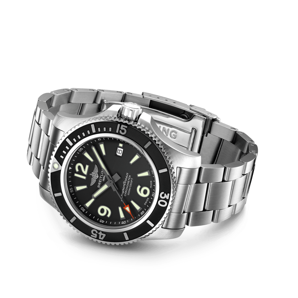 Breitling Superocean Automatic 44mm Black Dial Silver Steel Strap Watch for Men - A17367D71B1A1