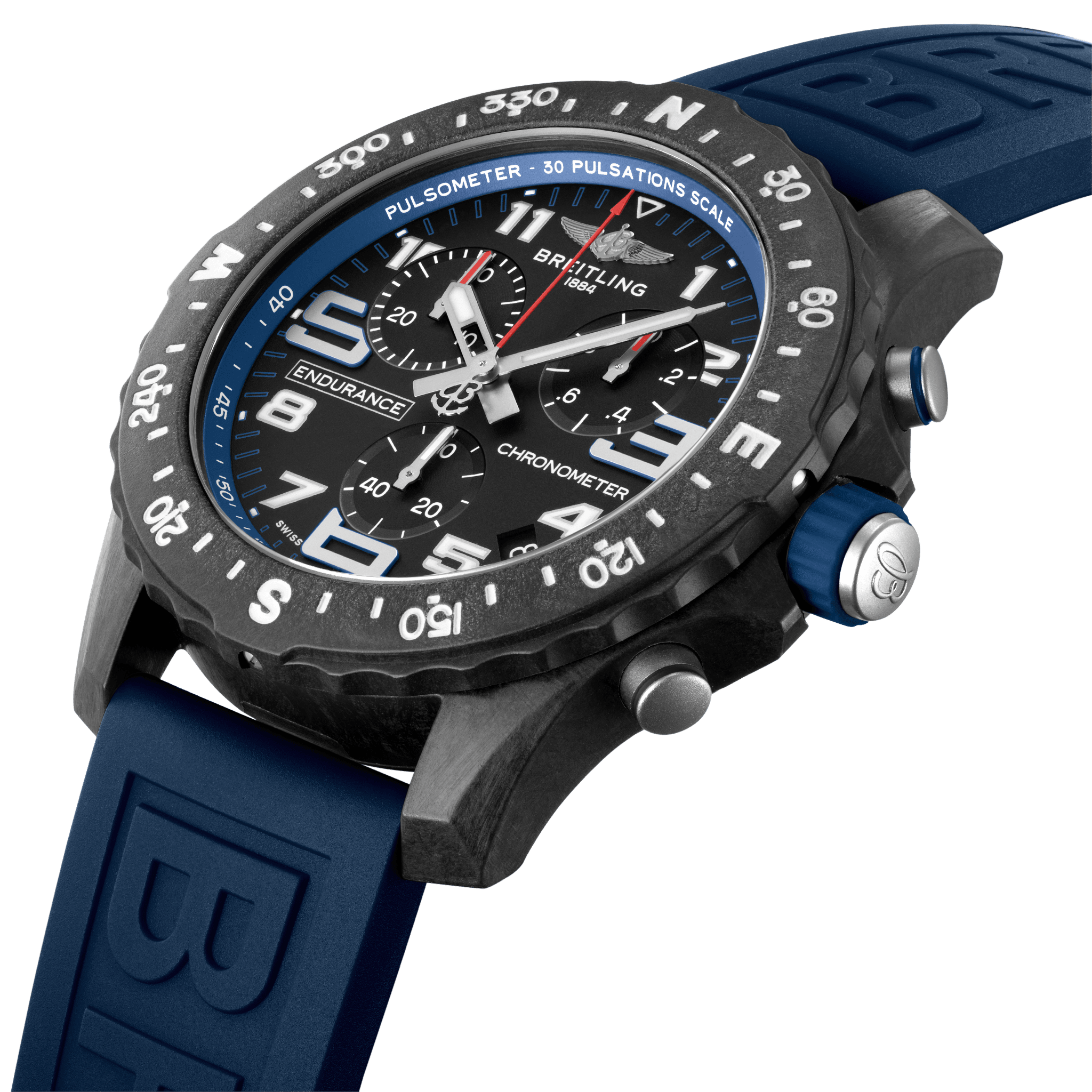 Breitling Endurance Pro Black Dial Blue Rubber Strap Watch for Men - X82310D51B1S1