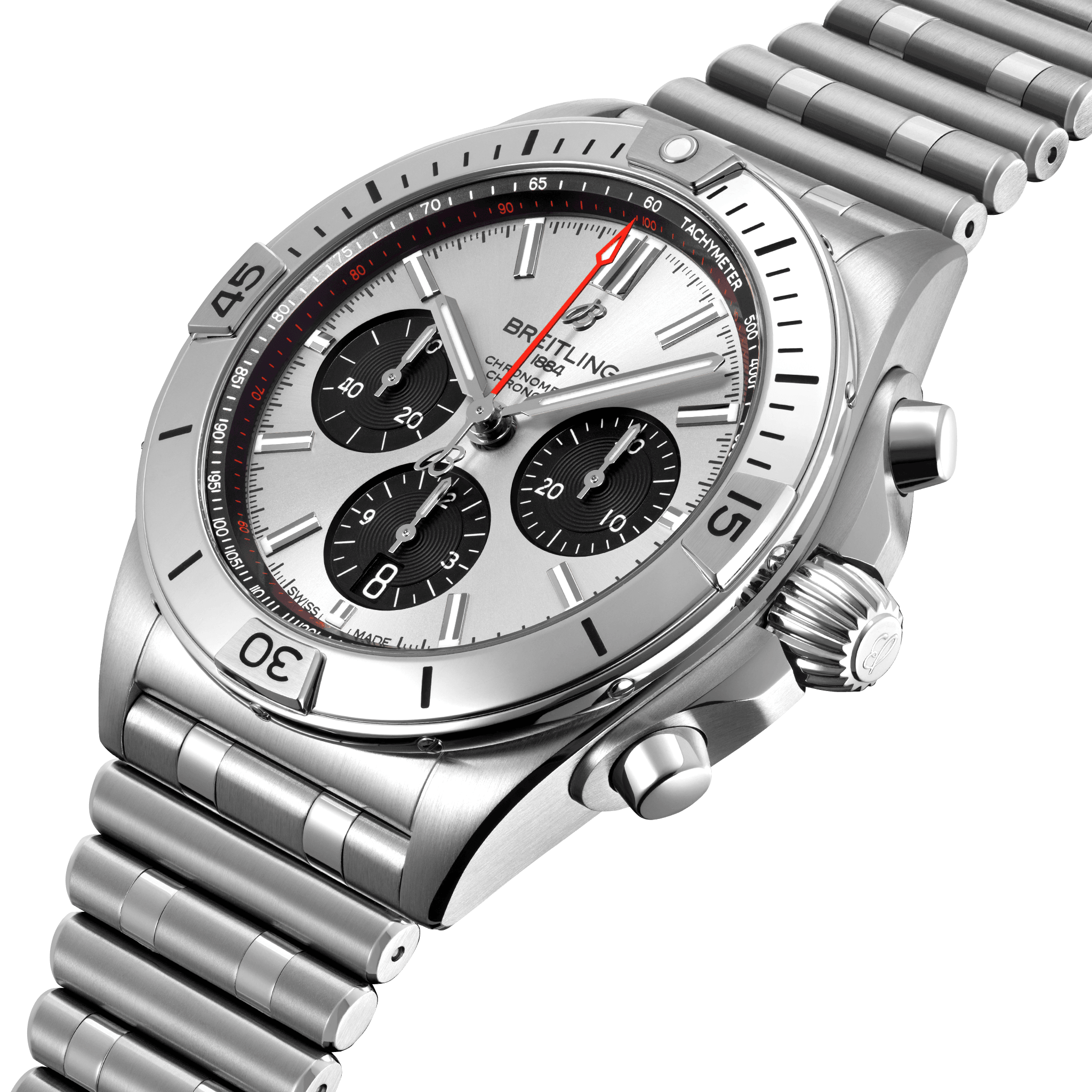Breitling Chronomat B01 42mm Silver Dial Silver Steel Strap Watch for Men - AB0134101G1A1