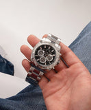 Guess Trophy Chronograph Diamonds Black Dial Silver Steel Strap Watch for Men - GW0390G1
