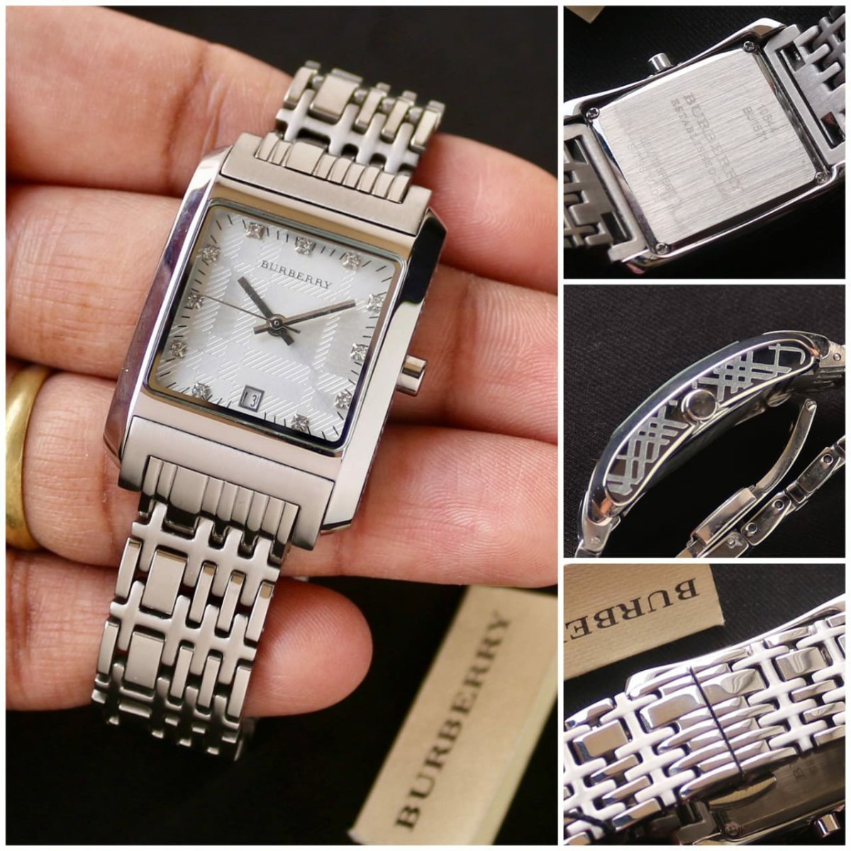 Burberry Heritage Diamond White Dial Silver Stainless Steel Strap Watch for Women - BU1583