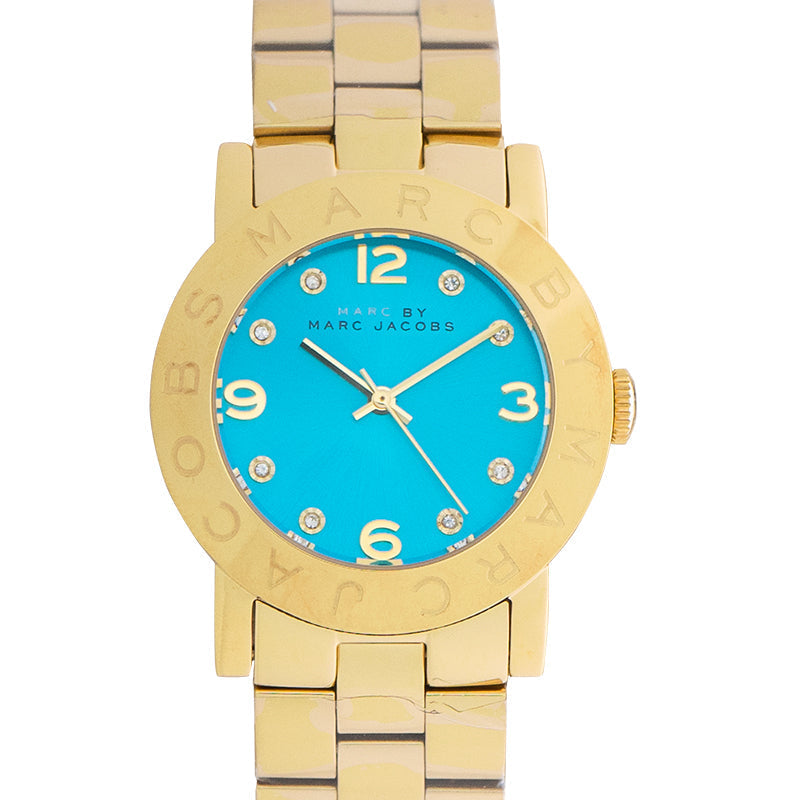 Marc Jacobs Amy Blue Dial Gold Steel Strap Watch for Women - MBM3220