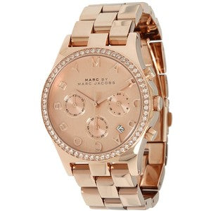 Marc Jacobs Henry Chronograph Rose Gold Dial Rose Gold Steel Strap Watch for Women - MBM3118