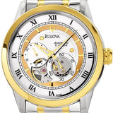 Bulova BVA Skeleton Silver Dial Two Tone Steel Strap Watch for Men - 98A123