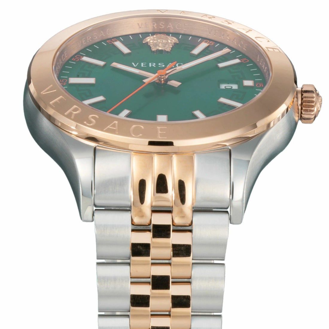 Versace Hellenyium Quartz Green Dial Two Tone Steel Strap Watch for Men - VEVK01324