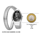 Just Cavalli Serpente Metallica Black Dial Silver Steel Strap Watch for Women - JC1L208M0025