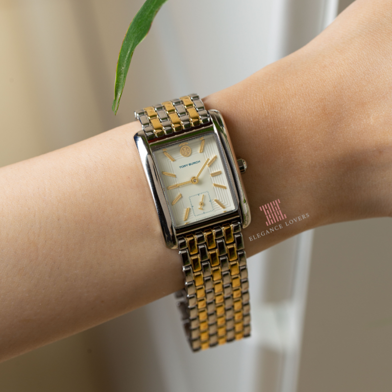 Tory Burch Eleanor White Dial Two Tone Steel Strap Watch for Women - TBW1070