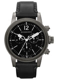 Burberry Utilitarian Chronograph Black Dial Black Leather Strap Watch for Men - BU7813