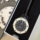 Swatch Royal Pop Black Dial Black Leather Strap Watch for Men - Ocho Negro