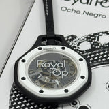 Swatch Royal Pop Black Dial Black Leather Strap Watch for Men - Ocho Negro
