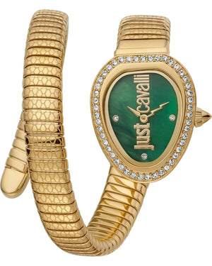 Just Cavalli Solo Green Dial Gold Steel Strap Watch for Women - JC1L167M0025