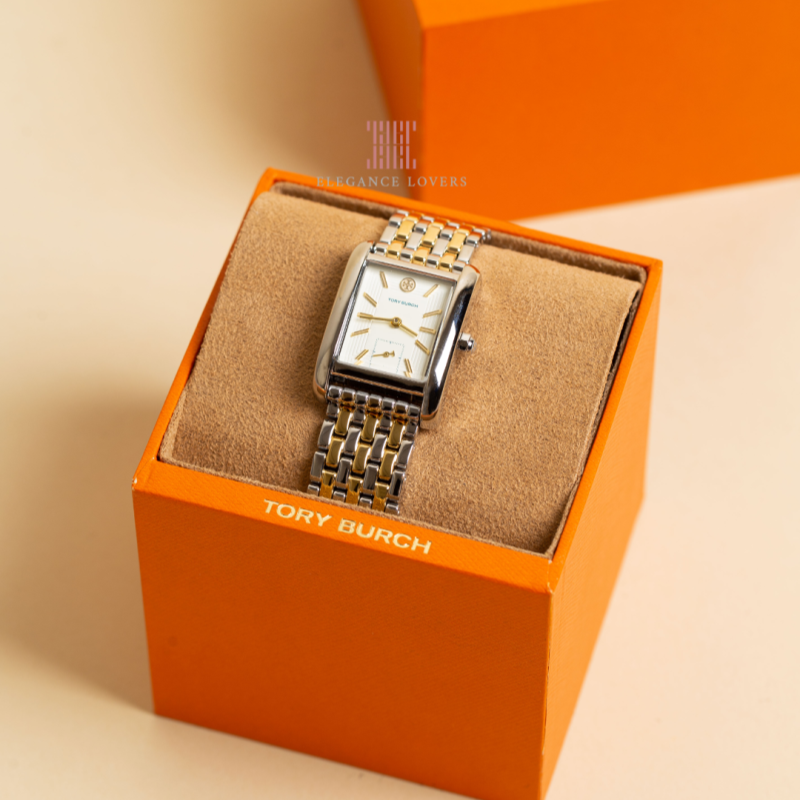 Tory Burch Eleanor White Dial Two Tone Steel Strap Watch for Women - TBW1070