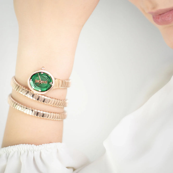 Just Cavalli After Party Green Dial Rose Gold Steel Strap Watch for Women - JC1L269M0035
