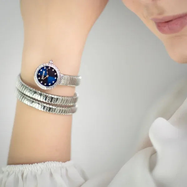 Just Cavalli Enchanting Blue Dial Silver Steel Strap Watch for Women - JC1L302M0015