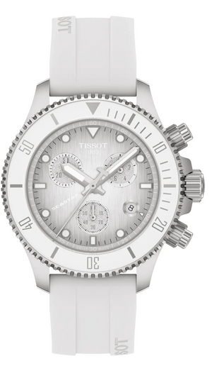 Tissot Seastar 1000 Chronograph Grey Dial White Rubber Strap Watch for Men - T120.217.17.011.00