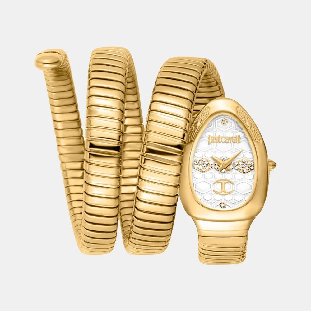 Just Cavalli Cosenza Silver Dial Gold Steel Strap Watch for Women - JC1L232M0025