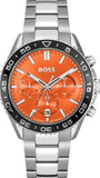Hugo Boss Runner Chronograph Orange Dial Silver Steel Strap Watch for Men - 1514162