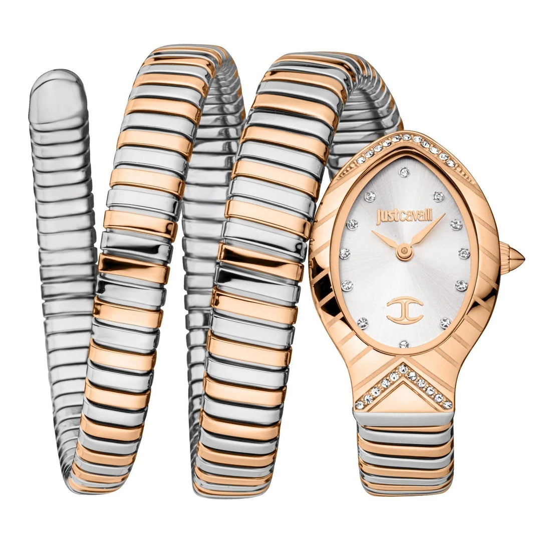 Just Cavalli Classico Lungo White Dial Two Tone Steel Strap Watch for Women - JC1L248M0075