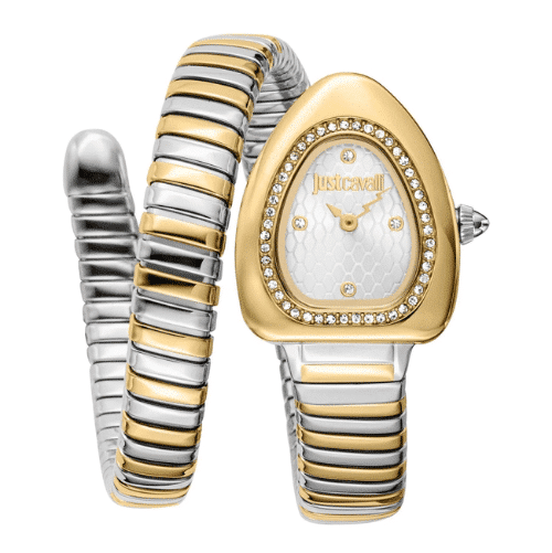 Just Cavalli Lady Snake Silver Dial Two Tone Steel Strap Watch for Women - JC1L249M0055