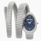 Just Cavalli Serpente Metallica Blue Dial Silver Steel Strap Watch for Women - JC1L224M0025