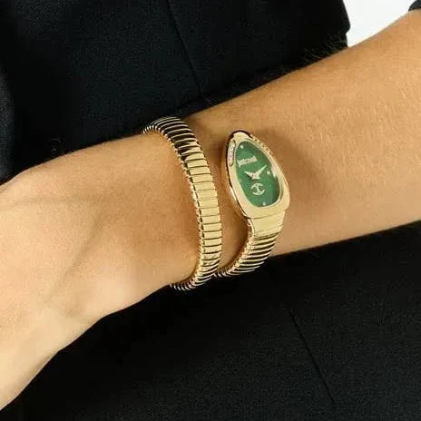 Just Cavalli Glam Evo 4 Green Dial Gold Steel Strap Watch for Women - JC1L229M0035