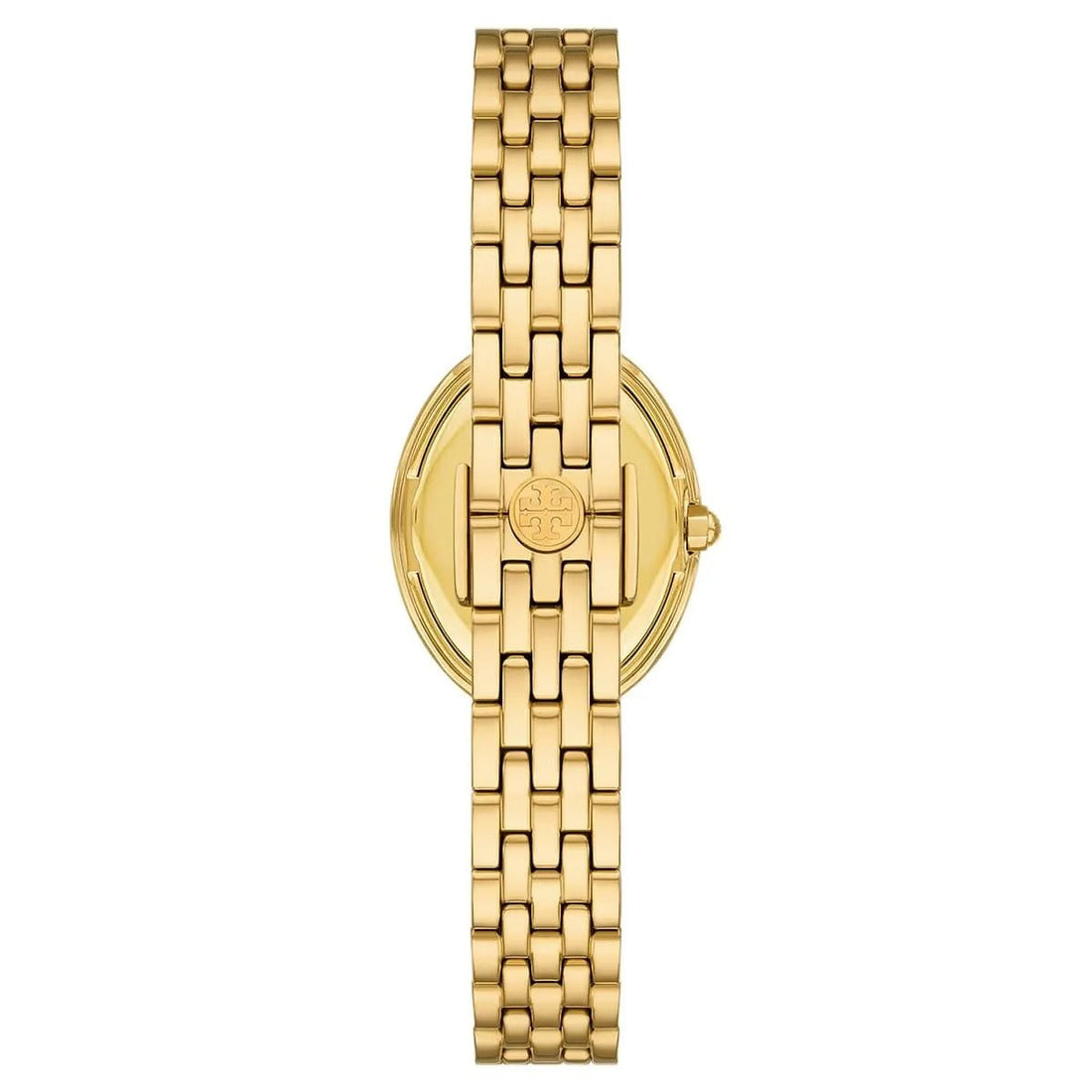 Tory Burch Oval White Dial Gold Steel Strap Watch for Women - TBW6032