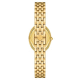 Tory Burch Oval White Dial Gold Steel Strap Watch for Women - TBW6032