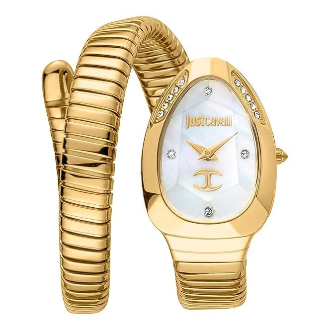 Just Cavalli Glam Evo 4 Mother of Pearl Dial Gold Steel Strap Watch for Women - JC1L229M0025