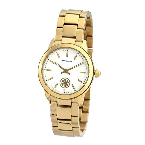 Tory Burch Collins White Dial Gold Steel Strap Watch for Women - TBW1300